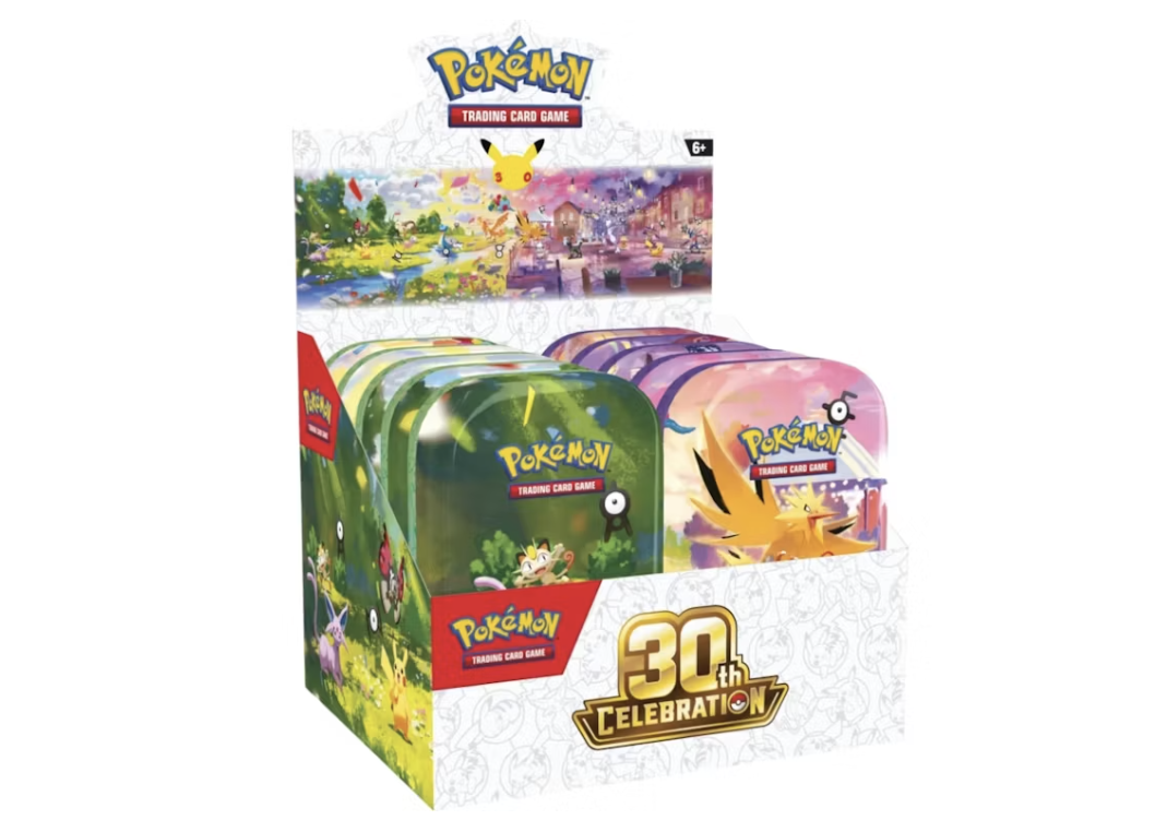 Buy 30th Celebration Mini Tin Display – ten Pokémon 30th Celebration Mini Tins